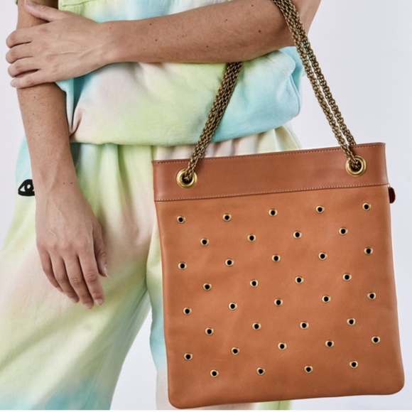 Clare V Delphine shoulder bag Cuoio leather grommets dust bag - Picture 7 of 12